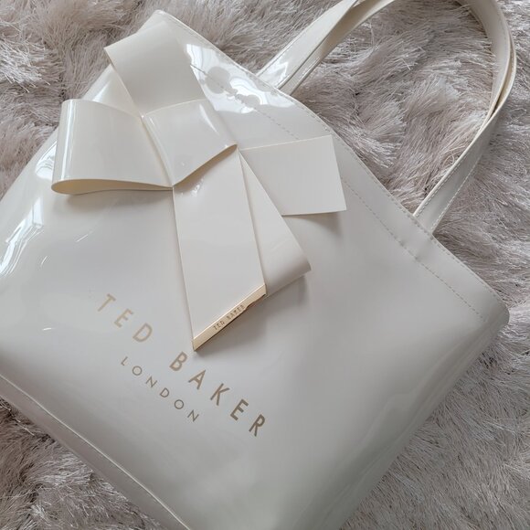 Ted Baker Tote Bag Icon Bow Detail PVC Ivory Cream - Picture 1 of 8